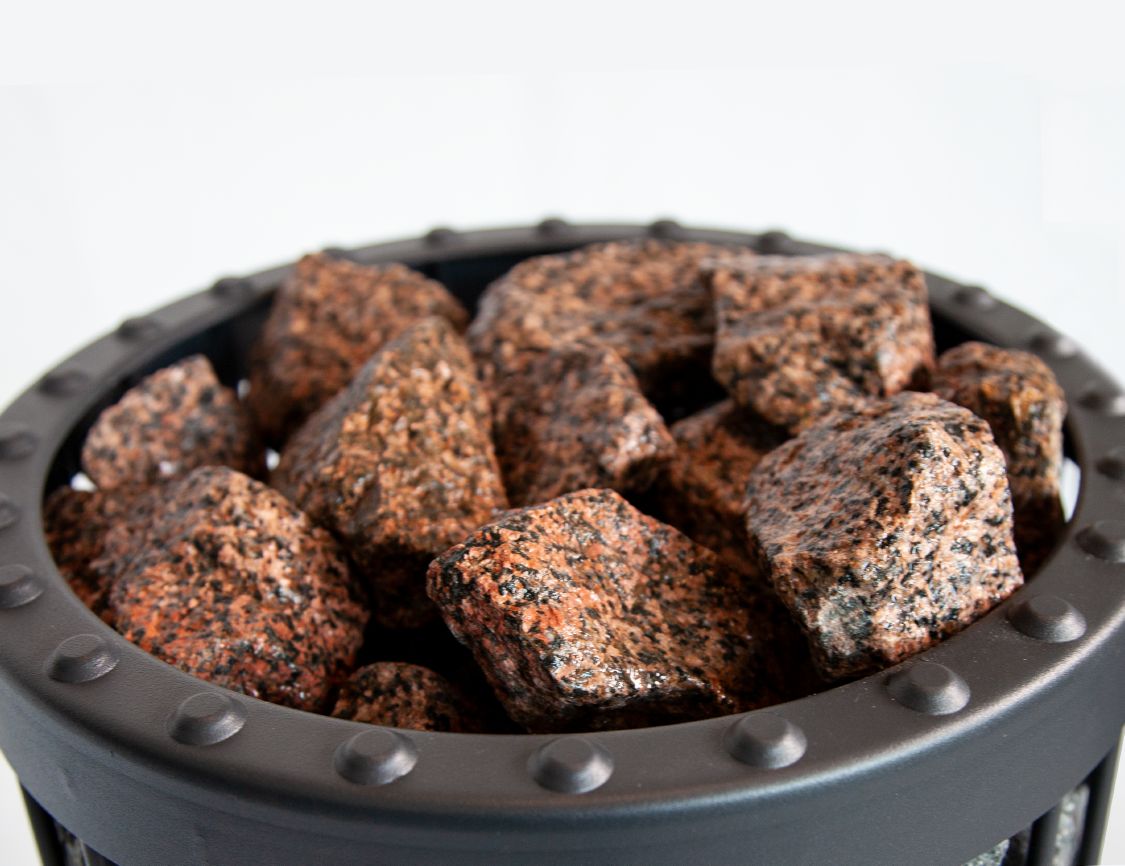 Decorative Red Granite Sauna Heater Stones, Split-Face, 5-10cm
